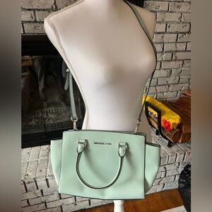 Michael Kors Light Green Satchel Bag